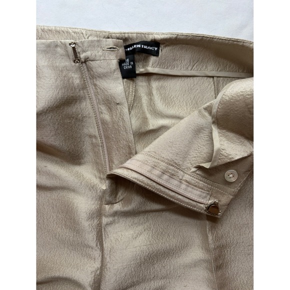 Linda Allard Ellen Tracy 100% Silk Pant Suit Champagne Gold Metallic 2pc Set 16 - Picture 15 of 16